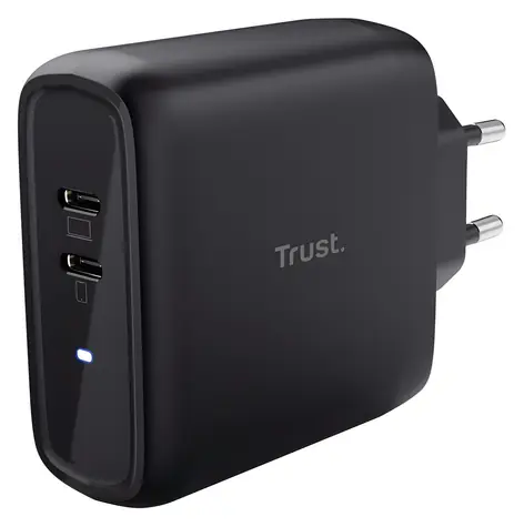 Trust Maxo 65W čierna / Nabíjačka / 65W / 2x USB-C / Rýchle nabíjanie