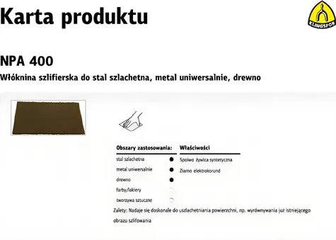 KLINGSPOR K342855 / Brúsne rúno / Zrnitosť P120 / 152x229 mm