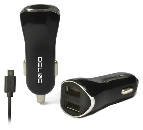 Beline Autonabíjačka 2xUSB čierna / Autonabíjačka / 2,1 A / microUSB kábel 100 cm