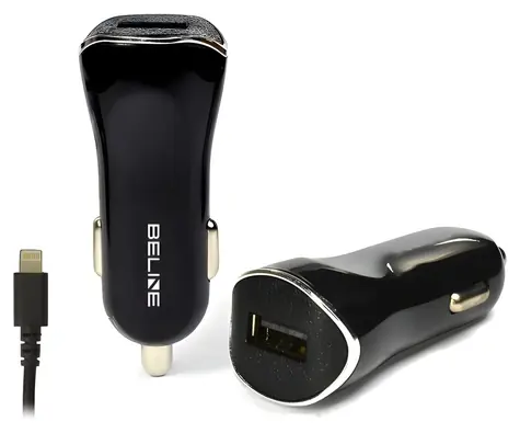 Beline autonabíjačka s káblom Lightning čierna / Autonabíjačka / USB + Lightning / 1A / iPhone 5/6/7/8/X