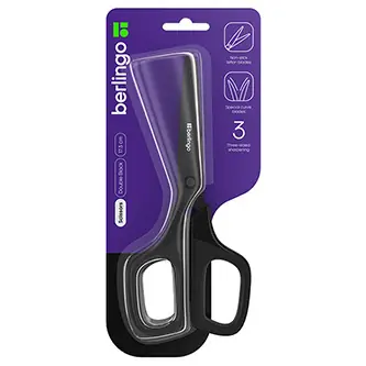 Berlingo DoubleBlack čierna / Nožnice / 17,5 cm / teflónové čepele / ergonomický úchop
