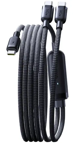 Baseus Flash 4 čierna / Kábel 2v1 USB-C na USB-C + USB-C / 140W / 1,5m