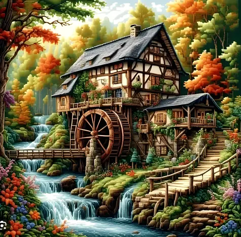 Norimpex Maľovanie podľa čísel Mlyn v lese / 40x50 cm