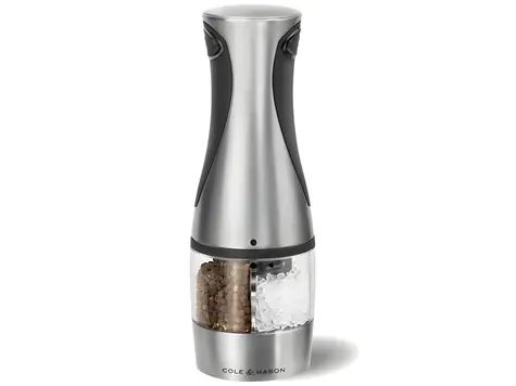Cole&Mason Kew / Elektrický mlynček na soľ a korenie / 2v1 / 21 cm / kartáčovaný chróm / ABS