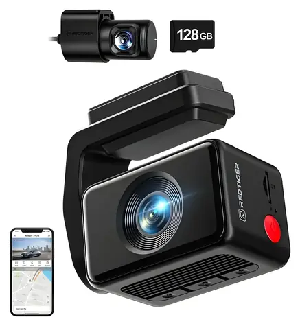 Redtiger F4 Pro / Kamera do auta / predný 4K + zadný 1080p / dotykový displej / Wi-Fi 6 / 128GB pamäťová karta