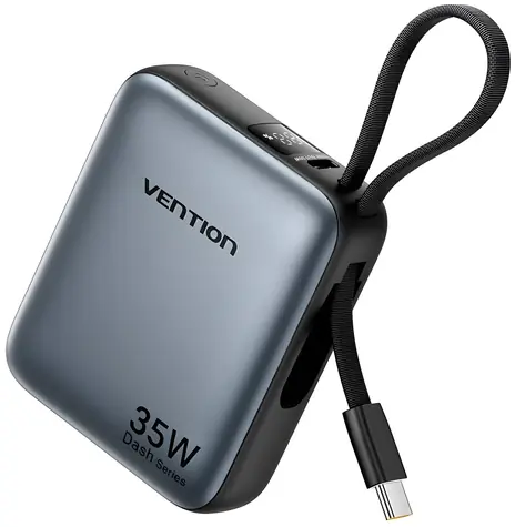 Vention FHEH0 sivá / Powerbanka / 10000 mAh / USB-C / PD 35 W