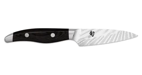 KAI Shun Nagare Black / Nôž na zeleninu / 9 cm / 72-vrstvová damašková oceľ / Dual Core VG2/VG10 / Pakkawood rukoväť