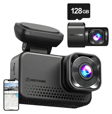 Redtiger VC70 / Kamera do auta / predné 4K + zadné 2,5K / GPS / Wi-Fi / 128 GB pamäťová karta