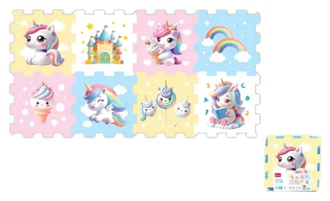 WIKY Penové puzzle Jednorožec / 30 x 30 cm / 8 ks / od 10 mesiacov