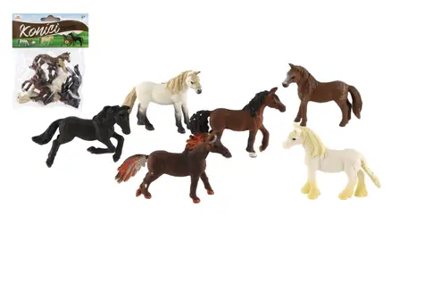 TEDDIES Kone / 6 ks / plast / 6-7 cm / od 3 rokov