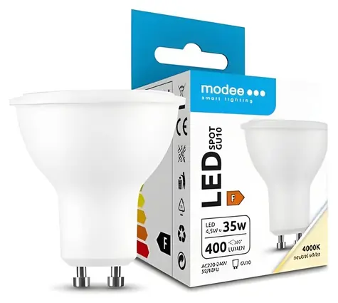 Modee LED žiarovka Spot GU10 4,5W / Žiarovka / náhrada za 35W / studená biela 4000K / 400 lm