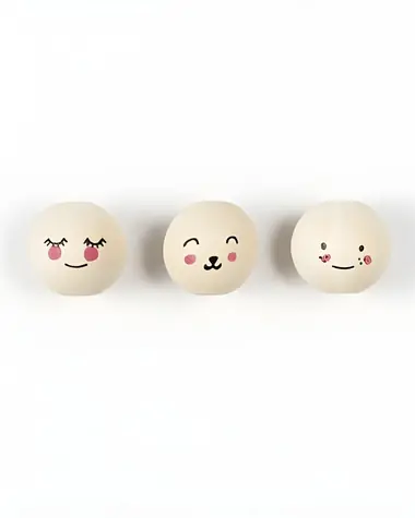 FOLIA Korálky Cute faces / drevo / 15 mm / 15 ks