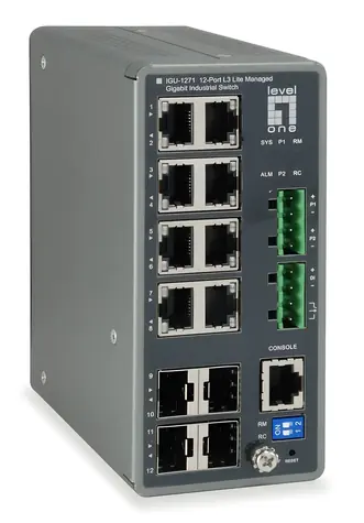 LevelOne IGU-1271 TURING / Priemyselný switch / 8x GE / 4X SFP / Managed L3 Lite / DIN lišta