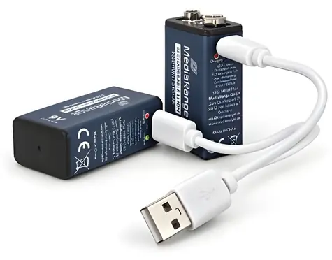 MediaRange nabíjací USB-C Li ION batéria E-Block / 340mAh / 9V / 2ks