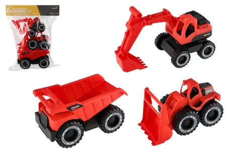 TEDDIES Stavebné autá 3 ks / Na voľný chod / Plast / 15-19 cm / od 3 rokov