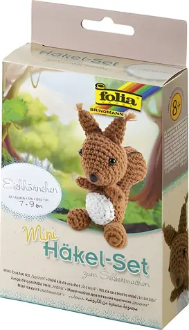 FOLIA 23909 Sada na háčkovanie Veverička mini / Kreatívna sada / od 8 rokov / cca 12-14 cm