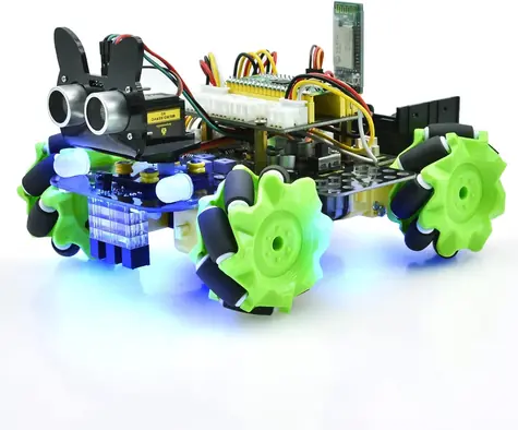 KEYESTUDIO Robotické auto 4WD Mecanum pre Pico / Stavebnice / Mecanum kolesa / Bluetooth / IR diaľkové ovládanie