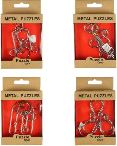 Kovový hlavolam puzzle skladačka / Hlavolam / 4 varianty prevedenia / krabička