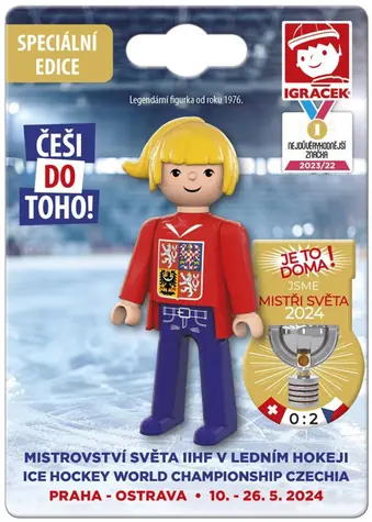 EFKO Igráček Fanynka MS v hokeji 2024 červený dres / Výška 7,5 cm / od 3 rokov