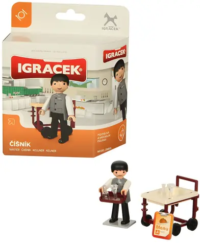 EFKO Figúrka Igráček Čašník / s doplnkami / výška 7,5 cm / od 3 rokov