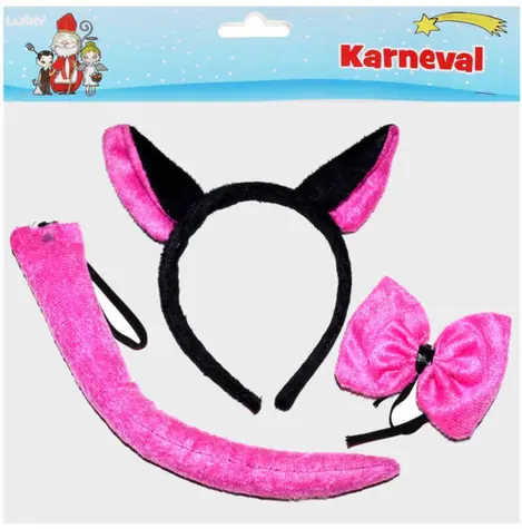 WIKY Čelenka mačička s ušami a doplnkami / Karnevalový doplnok / Čelenka, mašlička, chvostík