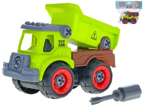 Auto sklápačka na skrutkovanie s nástrojom / Hračka / plast / 2 farby / voľný chod / 14 cm