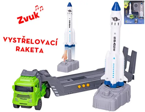 Auto nákladné s vystreľovacou raketou / Auto / Zotrvačník / 30 cm / Zvuk / od 3 rokov