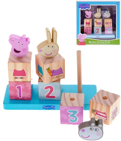 PEPPA PIG Navliekacie kocky / Drevo / 9 dielikov / od 18 mesiacov