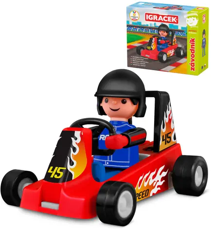 EFKO Igráček Pretekár červená motokára / Figúrka s motokárou / plast / od 3 rokov