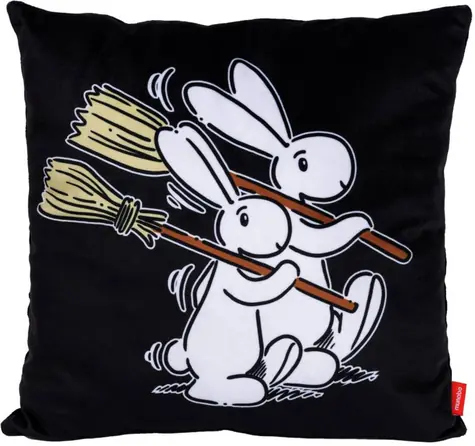 MORAVSKÁ ÚSTREDŇA Vankúš Bob a Bobek Práca čierny / 30x30 cm / 100% polyester / od narodenia