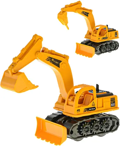 Bager na zotrvačník s rýpadlom alebo zbíjačkou / Hračka / Plast / 18 cm / 3+