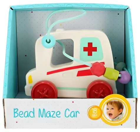 BAM BAM Auto sanitka s motorickým labyrintom / Zotrvačník / Korálky / od 18 mesiacov