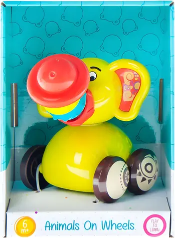 BAM BAM Hrkálka Baby Slon na kolieskach / 11 cm / plast / od 6 mesiacov