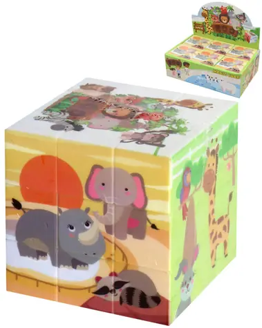 Kocka hlavolam zvieratká ZOO / Hlavolam / 6 obrázkov / 5,5 cm / plast