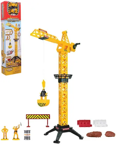 WIKY Žeriav stavebné manuálne ovládanie / 57 cm / Set s 2 autami a doplnkami / od 3 rokov