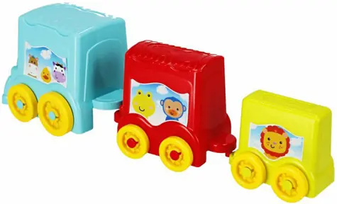 BAM BAM Baby vláčik / s 2 vagónmi / vzdelávací / od 6 mesiacov