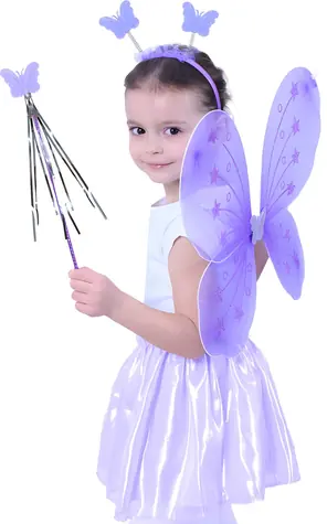 Motýlie krídla fialová s čelenkou a paličkou / Doplnok ku kostýmu / Karneval / 3-10 rokov