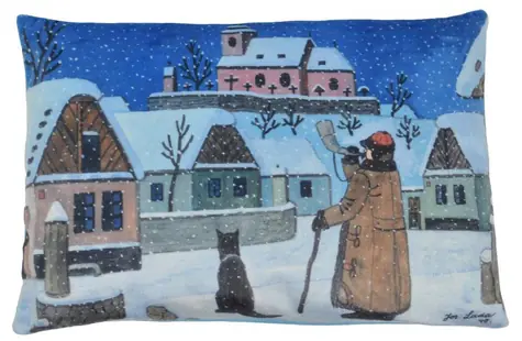 MORAVSKÁ ÚSTREDŇA Vankúš Josef Lada Polnoc / 45 x 30 cm / mikrovelúr