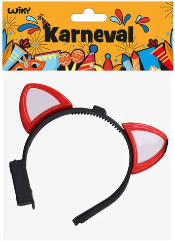 WIKY Čelenka s ušami na batérie / Karnevalový doplnok / LED svetlo / plast / od 3 rokov