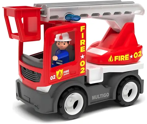 EFKO Hasičský set Igráček MultiGO FIRE / Auto s cisternou, rebríkom a figúrkou / od 3 rokov