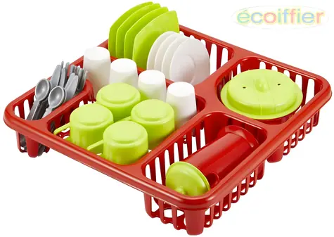 ECOIFFIER Kuchynská sada riadu s odkvapkávačom / Plast / 29,5 x 10 x 29 cm / od 18 mesiacov