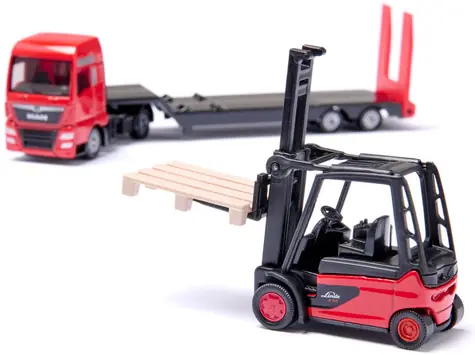 Siku Auto ťahač MAN + vysokozdvižný vozík Linde Forklift 1763 / 1:87 / od 3 rokov / 3 ks