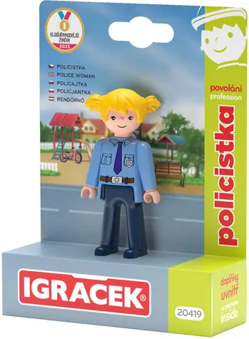 EFKO Figúrka Igráček Policistka / Séria Povolanie / výstražný kužeľ, zastavovací terč / od 3 rokov