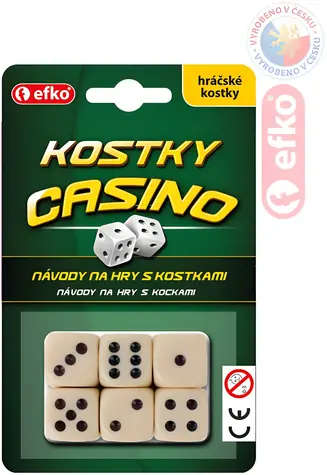 EFKO Hracie kocky Kasíno / Keramika / 6 ks / 16 mm / od 3 rokov