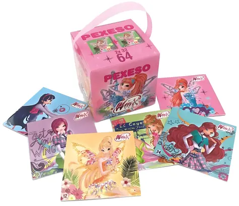 AKIM Pexeso Winx Club v krabičke so stuhou / 64 kartičiek / 32 dvojíc