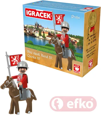 IGRÁČIK Herná sada Karol IV. Praha / Figúrka s koňom a doplnkami / 8 cm / od 3 rokov