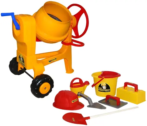 Wader Detská miešačka Construct žltá / s prilbou a murárskym náradím / plast / od 3 rokov