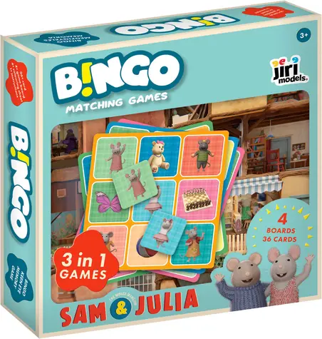 JIRI MODELS Bingo Dom myšiek Sam a Julie / Spoločenská hra / 3 v 1 / od 3 rokov