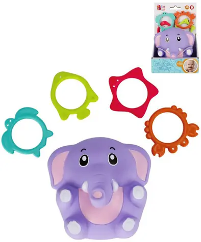 BAM BAM Navliekacia hračka Slon / 4 krúžky / plast / od 18 mesiacov