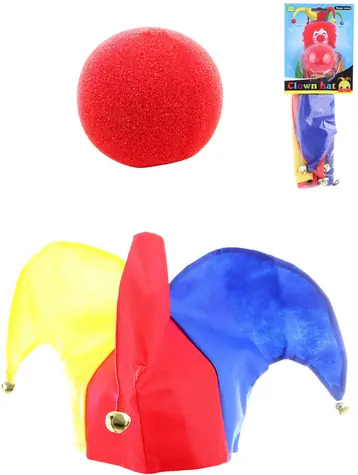 Orion Klaunov nos a čiapka s rolničkami / Karnevalový doplnok / Textil / od 3 rokov